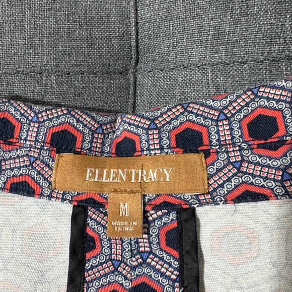 Ellen Tracy Jacket Women Medium Cotton‎ Box Jacket Pink Blue Career Office - Picture 6 of 9